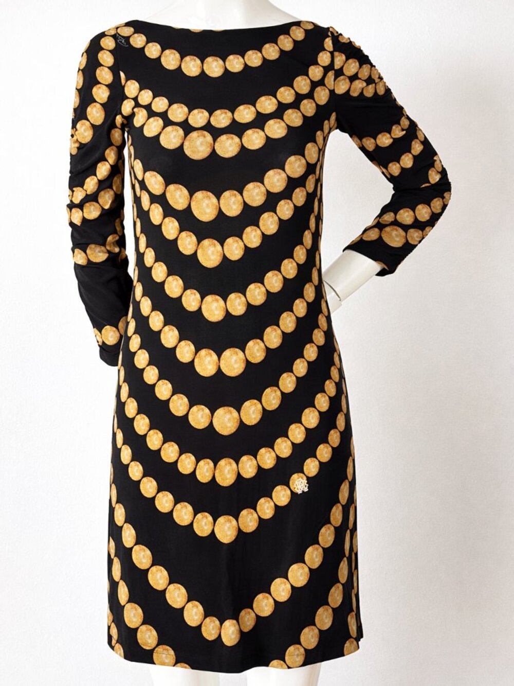 Roberto Cavalli Gold Chain Print Mini Dress Size S Made in Italy